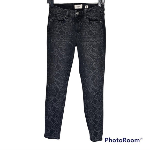 Miss Me Skinny Black Python Denim Size 25 - Picture 1 of 6